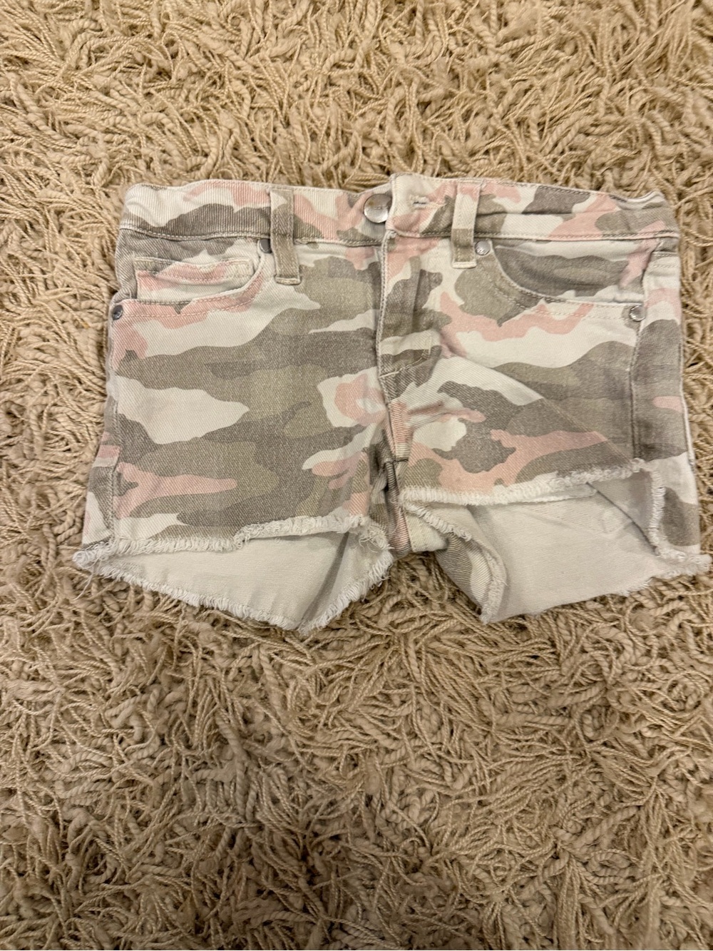 Joe's Jeans Girls' Pink & Green Camo Frayed Denim Shorts